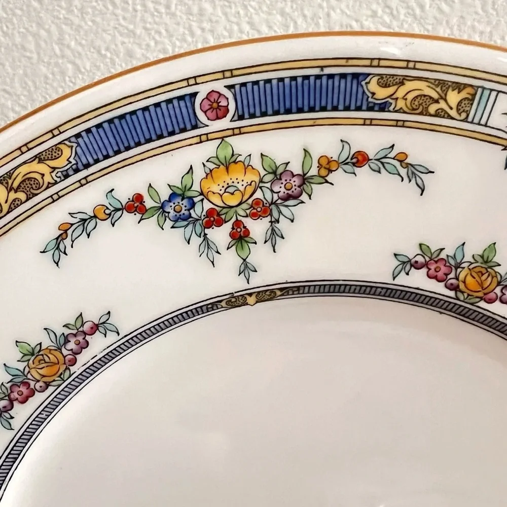Antique 1924 Mintons England Princess‎ Yellow Flower Bone China Dinner Plate 10